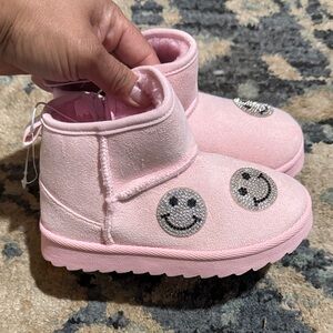 Pink Smiley Face Toddler Boots NWT